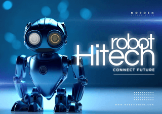 人工智能蓝色背景海报模板_机器人科技光效人工智能数据网络宣传海报