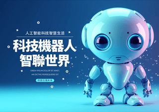智能机器人海报模板_科技智能机器人智联世界科技宣传海报