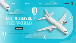 空气模板海报模板_热气球世界旅行飞机模板banner
