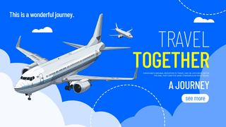 横幅旅行海报模板_世界旅行飞机蓝色风格横幅模板