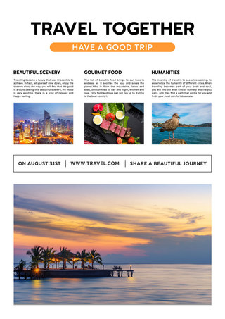 旅游海报模板_旅游主题宣传单简约风格海报 向量