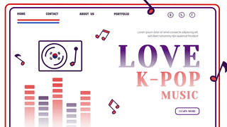 音乐乐器卡通k-pop音乐概念banner