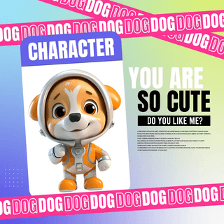 创意卡通插画插画海报模板_卡通可爱立体3d小狗动物宠物角色卡社交媒体广告