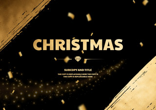 新年圣诞快乐海报模板_新年黑金圣诞节海报模板