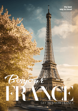 法国艾弗尔铁塔巴黎城市夜景旅游海报