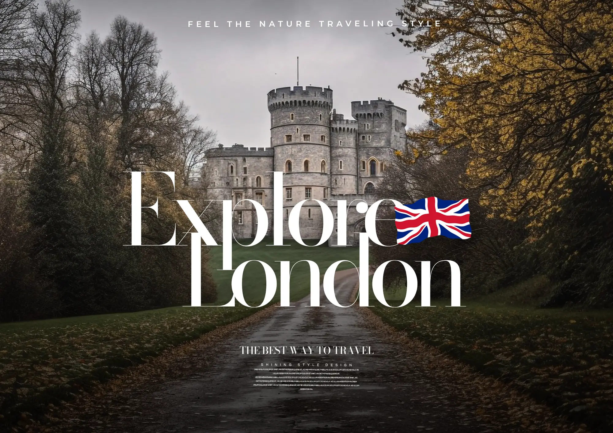 英国皇室城堡地标建筑环球旅行宣传海报图片