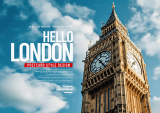 英国大本钟环球旅行宣传海报
