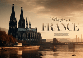 法国巴黎圣母院城市风景环球旅行宣传海报