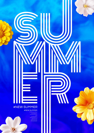 艺术暑假活动海报海报模板_夏日花卉艺术字宣传促销海报