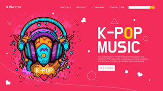 k-pop音乐卡通风格宣传横幅模板