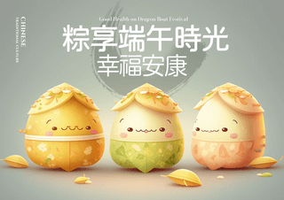 卡通立体3d粽子传统美食端午节节日海报