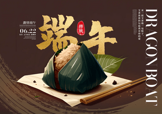 卡通粽子传统美食中国端午节节日海报