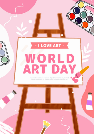 创意水彩节日海报海报模板_世界艺术日粉色节日海报