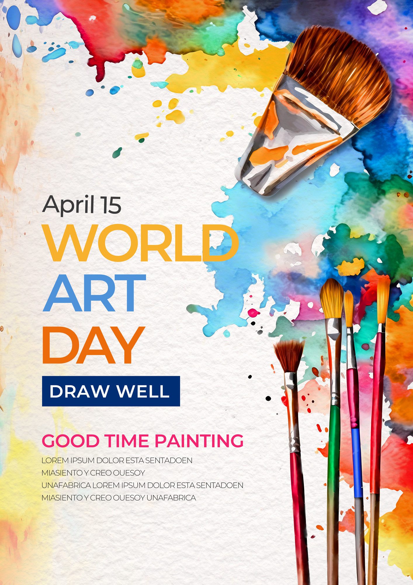 彩色世界艺术日创意海报模板图片