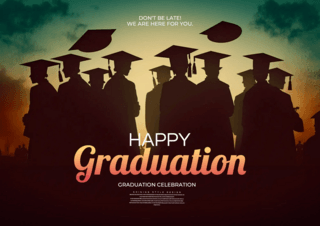 毕业海报毕业季海报模板_学生人物背影博士帽毕业典礼宣传海报