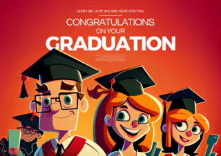 毕业季帽子海报模板_卡通学生毕业季毕业典礼宣传海报