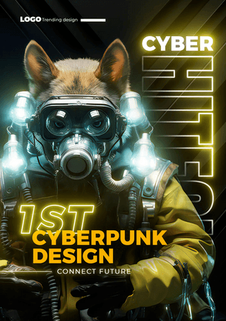 狼狗赛博朋克人工智能机器人科技海报