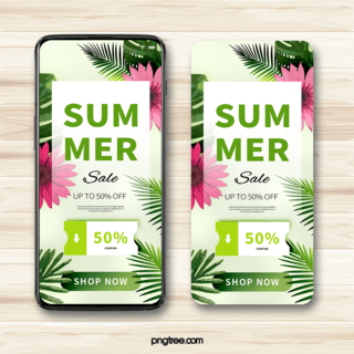 绿色植物手机端夏季促销设计
