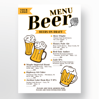 气泡饮料海报模板_白色啤酒屋酒单设计