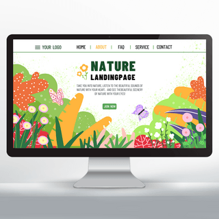自然植物手绘海报模板_手绘蝴蝶元素自然网页设计