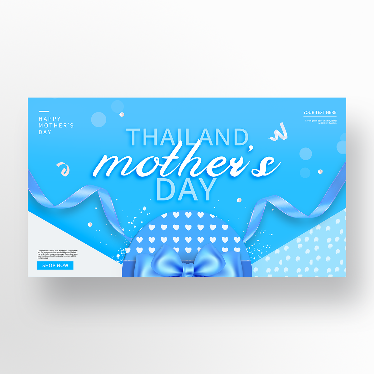 蓝色礼盒丝带泰国母亲节节日banner图片
