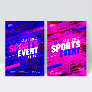 体育运动抽象海报模板_彩色几何运动线条体育赛事宣传册传单