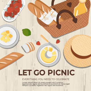 卡通草莓海报模板_卡通野餐节彩色食物派对snsbanner