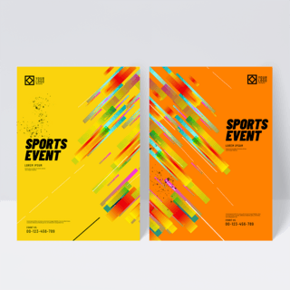 体育运动抽象海报模板_黄色渐变几何体育运动宣传册传单