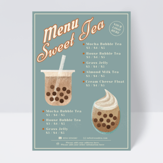 饮品菜单海报模板_复古奶茶店菜单设计