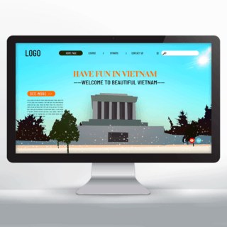 时尚插画风格越南旅游宣传网站设计