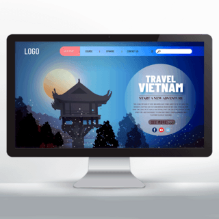 名胜风景海报模板_现代卡通越南旅游宣传网站页面设计