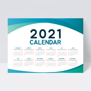 简约蓝色商务渐变海报模板_蓝色商务风格几何曲线2021年历设计