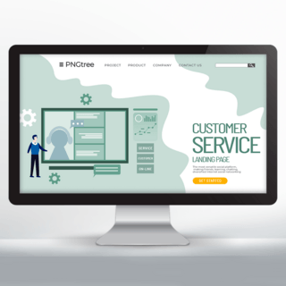 客户服务落地页手绘风格网页设计
