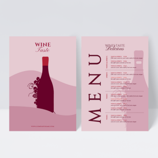 酒背景海报模板_时尚粉色曲线背景红酒元素酒庄菜单设计