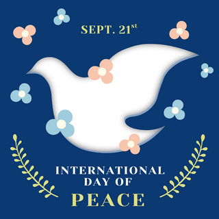 蓝色花朵国际和平日海报