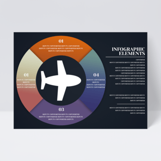 彩色创意表格飞机模型信息图表传单