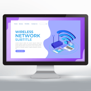 网络元素海报模板_手绘手机电脑元素wifi宣传网页设计