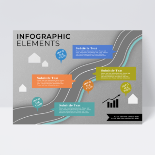 图表元素海报模板_曲线道路元素信息图表元素