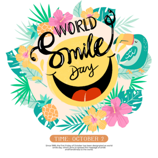 花朵微笑元素world smile day节日社交媒体