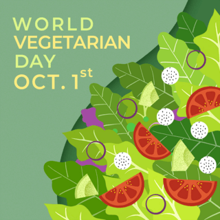 绿色剪纸风格world vegetarian day节日sns