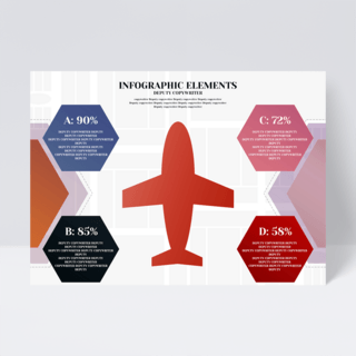 时尚商务简约飞机模型彩色创意表格信息图表设计传单