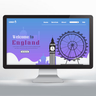 英国旅游宣传主页设计蓝紫色