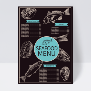 鱼海底世界海报模板_手绘海底世界餐厅菜单