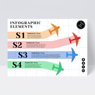 彩色飞机元素信息图表传单