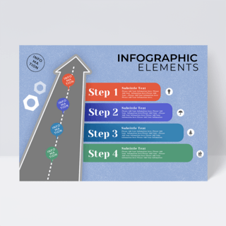 图表元素海报模板_简约箭头道路元素信息图表设计