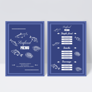 蓝色背景海底世界餐厅菜单设计