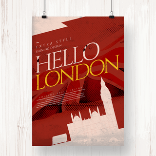 伦敦风格海报模板_卡通剪影风格伦敦旅游海报
