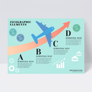 箭头飞机元素信息图表传单
