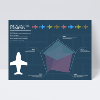 创意图表海报模板_经典蓝色道路背景创意想法数据飞机模型信息图表商务传单