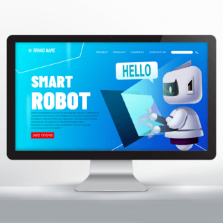 蓝色智能科技ai机器人科技宣传落地页设计